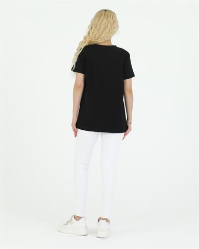 Grafik Desenli Tshirt Siyah