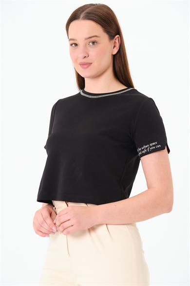 Karyoka Dikişli Tshirt Siyah