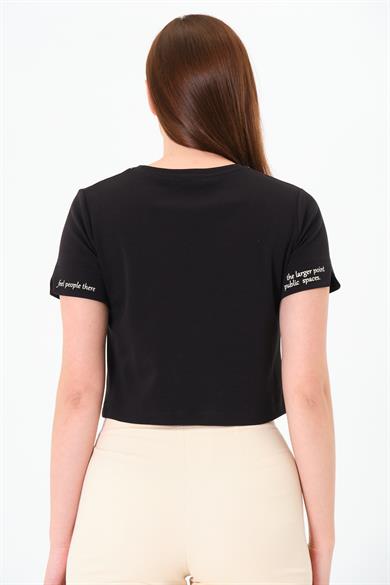 Karyoka Dikişli Tshirt Siyah