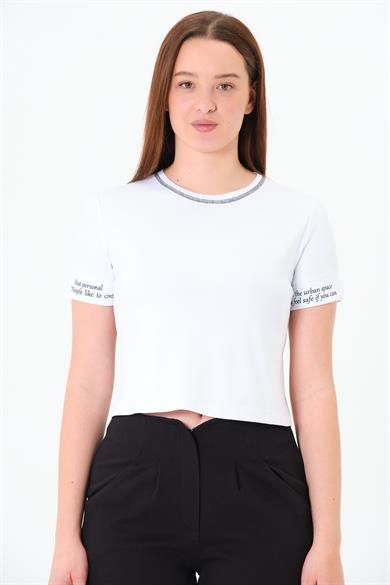 Karyoka Dikişli Tshirt Beyaz