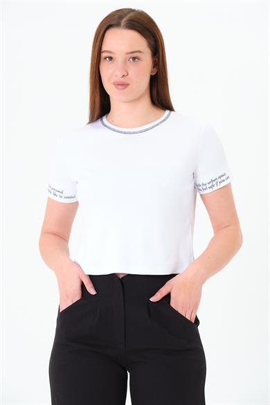 Karyoka Dikişli Tshirt Beyaz