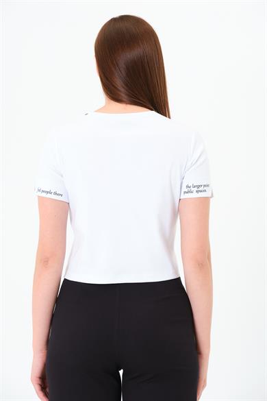 Karyoka Dikişli Tshirt Beyaz