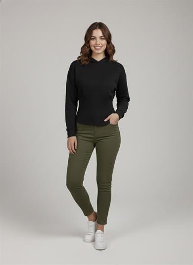 Kapşonlu İki İplik S-Shirt Siyah