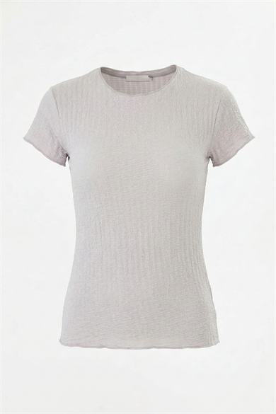 Karpuz Kollu Bürümcük Dokulu Fit Basic Tshirt Gri