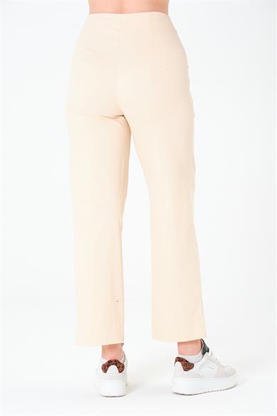 Kemersiz Gabardin Pantolon Açık Bej