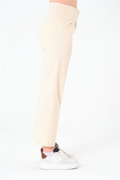 Kemersiz Gabardin Pantolon Açık Bej
