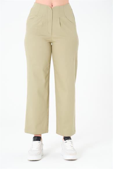 Kemersiz Gabardin Pantolon Olive