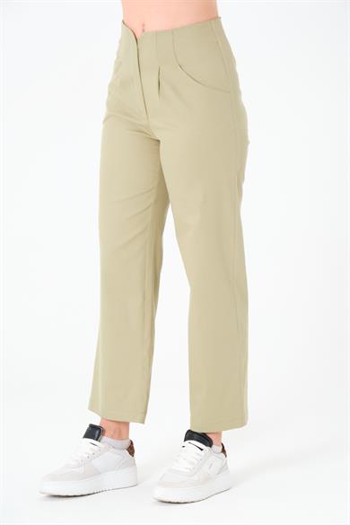 Kemersiz Gabardin Pantolon Olive