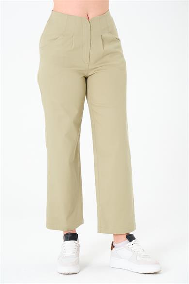 Kemersiz Gabardin Pantolon Olive