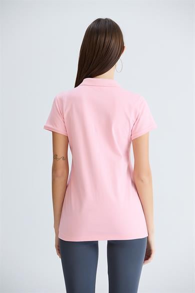 Kısa Kollu Polo Pike Tshirt Pembe