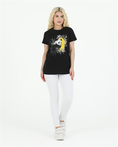 Panda Baskılı Tshirt Siyah