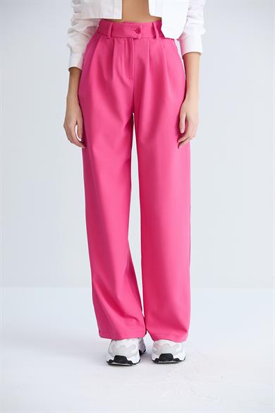Rahat Kesim Klasik Model Kumaş Pantolon Fuşya