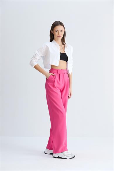 Rahat Kesim Klasik Model Kumaş Pantolon Fuşya