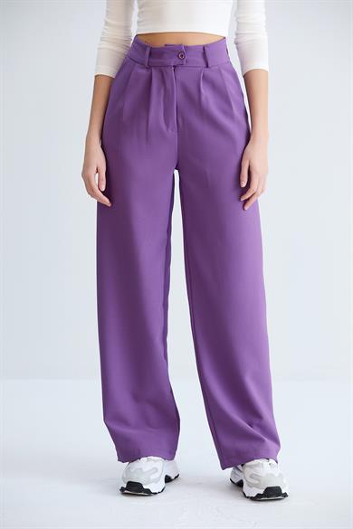 Rahat Kesim Klasik Model Kumaş Pantolon Mor