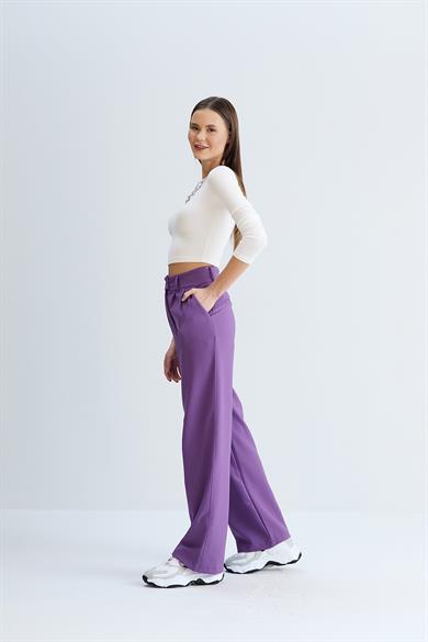 Rahat Kesim Klasik Model Kumaş Pantolon Mor