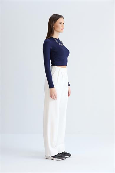 Rahat Kesim Klasik Model Kumaş Pantolon Ekru