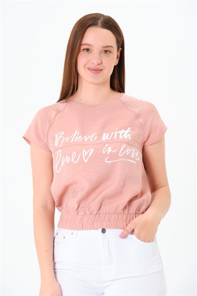 Reglan Kollu Bluz Pembe