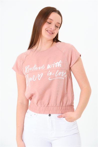 Reglan Kollu Bluz Pembe