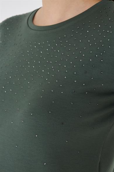 596 - Serpme Taşlı Tshirt Haki