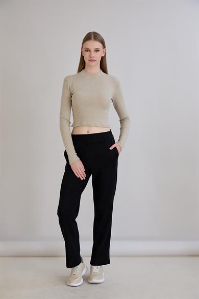 Simli Örme Pantolon Siyah