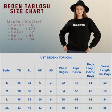 Sortie Basklı Üç İplik Sweat Siyah