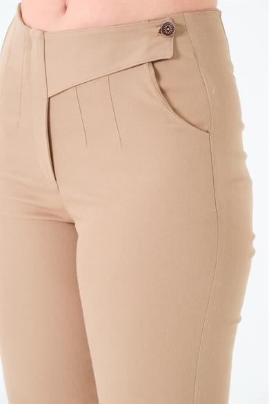Tek Düğmeli Pabardin Pantalon Bej