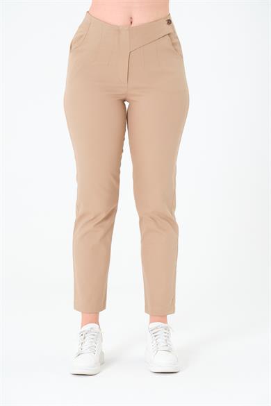Tek Düğmeli Pabardin Pantalon Bej