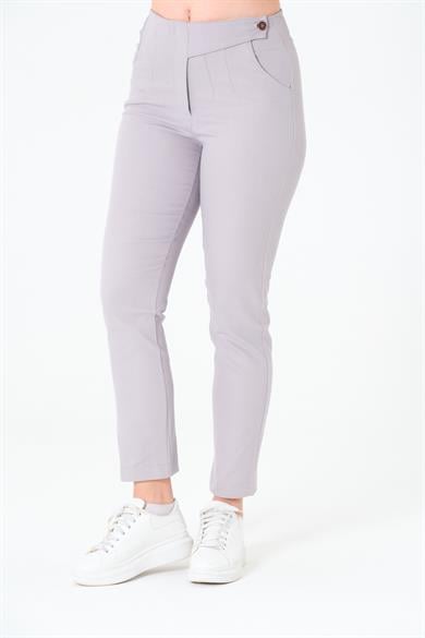 Tek Düğmeli Pabardin Pantalon Gri