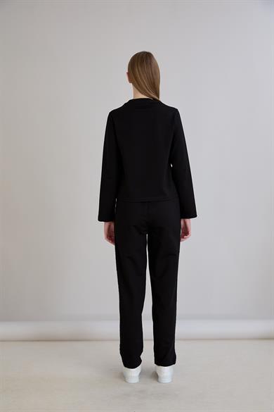 Triko Garnili Sweatshirt Siyah