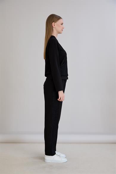 Triko Garnili Sweatshirt Siyah