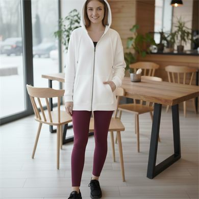 Üç İplik Kanguru Cepli Oversize Sweatshirt Ekru