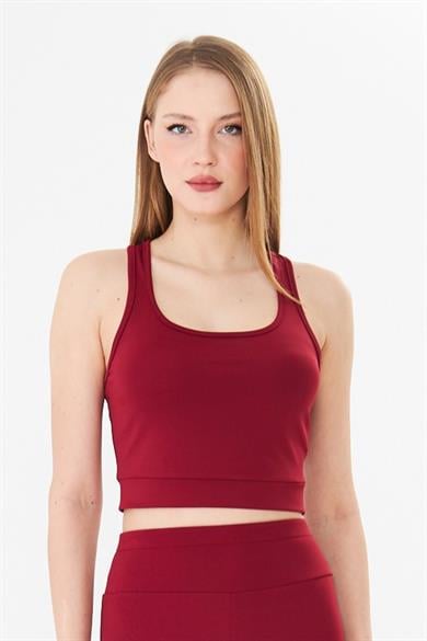 Yüzücü Sırt Toparlayıcı Spor Crop Atlet Bordo
