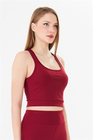 Yüzücü Sırt Toparlayıcı Spor Crop Atlet Bordo