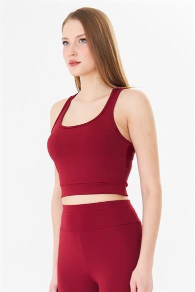 Yüzücü Sırt Toparlayıcı Spor Crop Atlet Bordo
