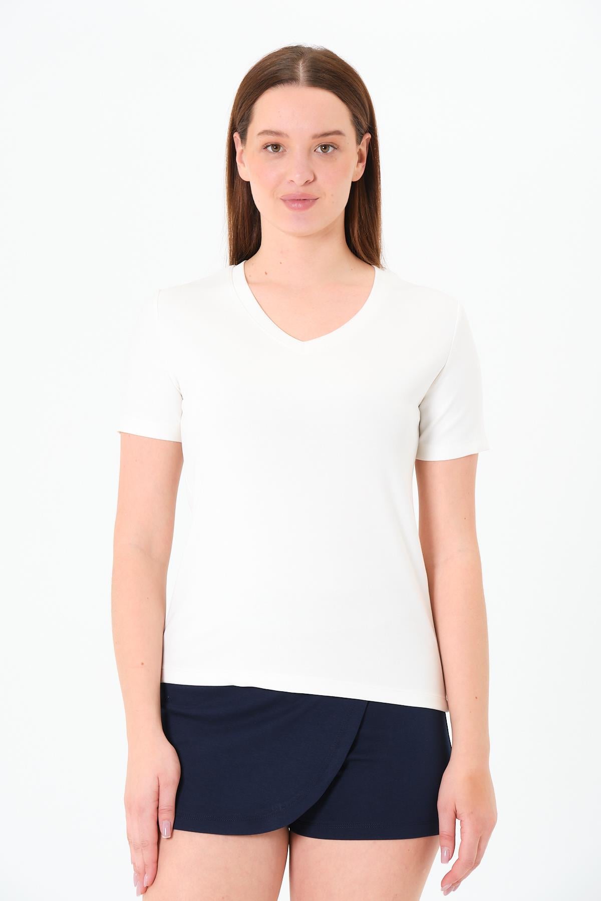  Sortie Collection218 - Modal  V  Yaka Tshirt Ekru
