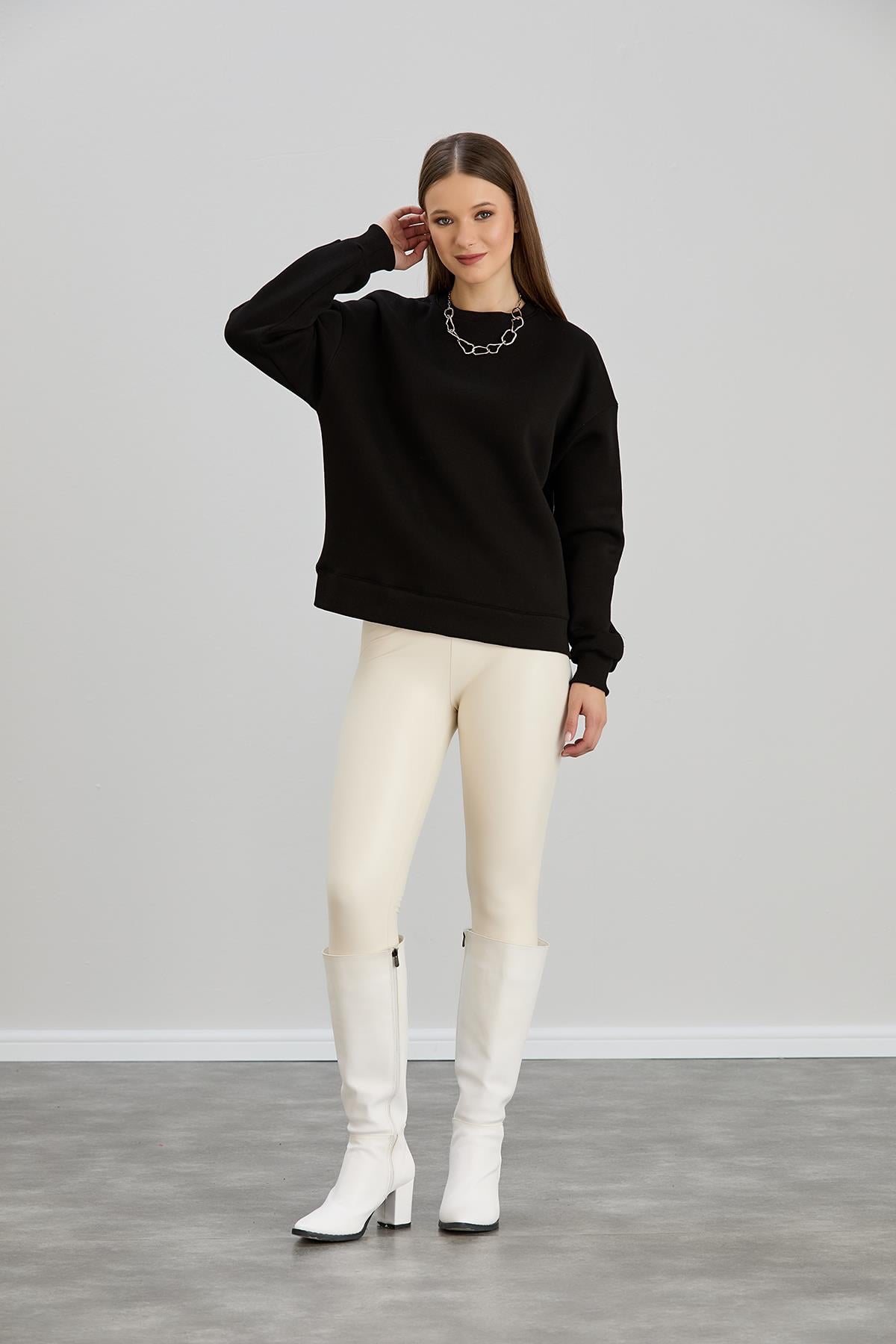Sortie CollectionBİS.YAKA BASİC ÜÇ İPLİK SWEAT Siyah