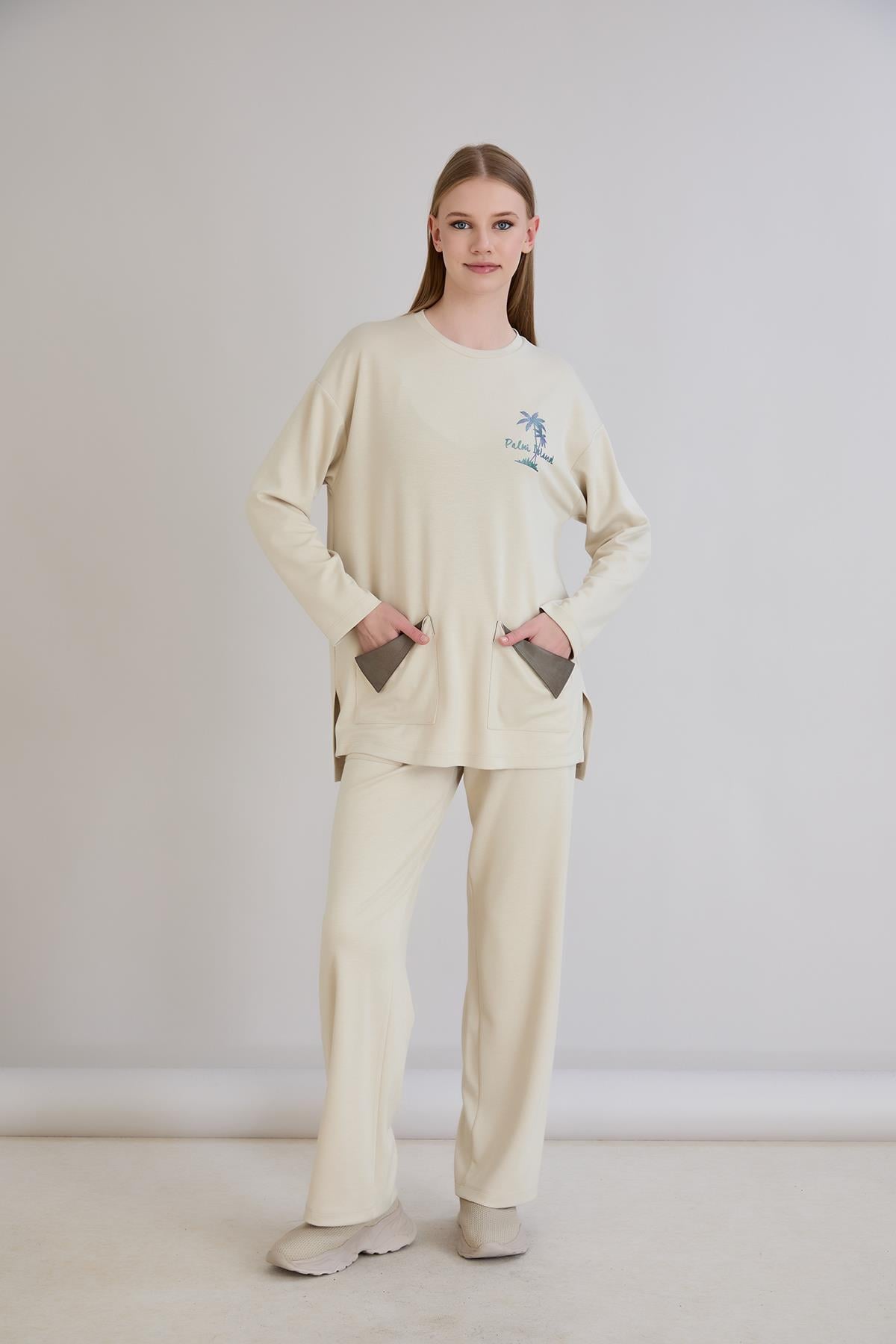 Cepleri Deri Garnili Eşofman Takım