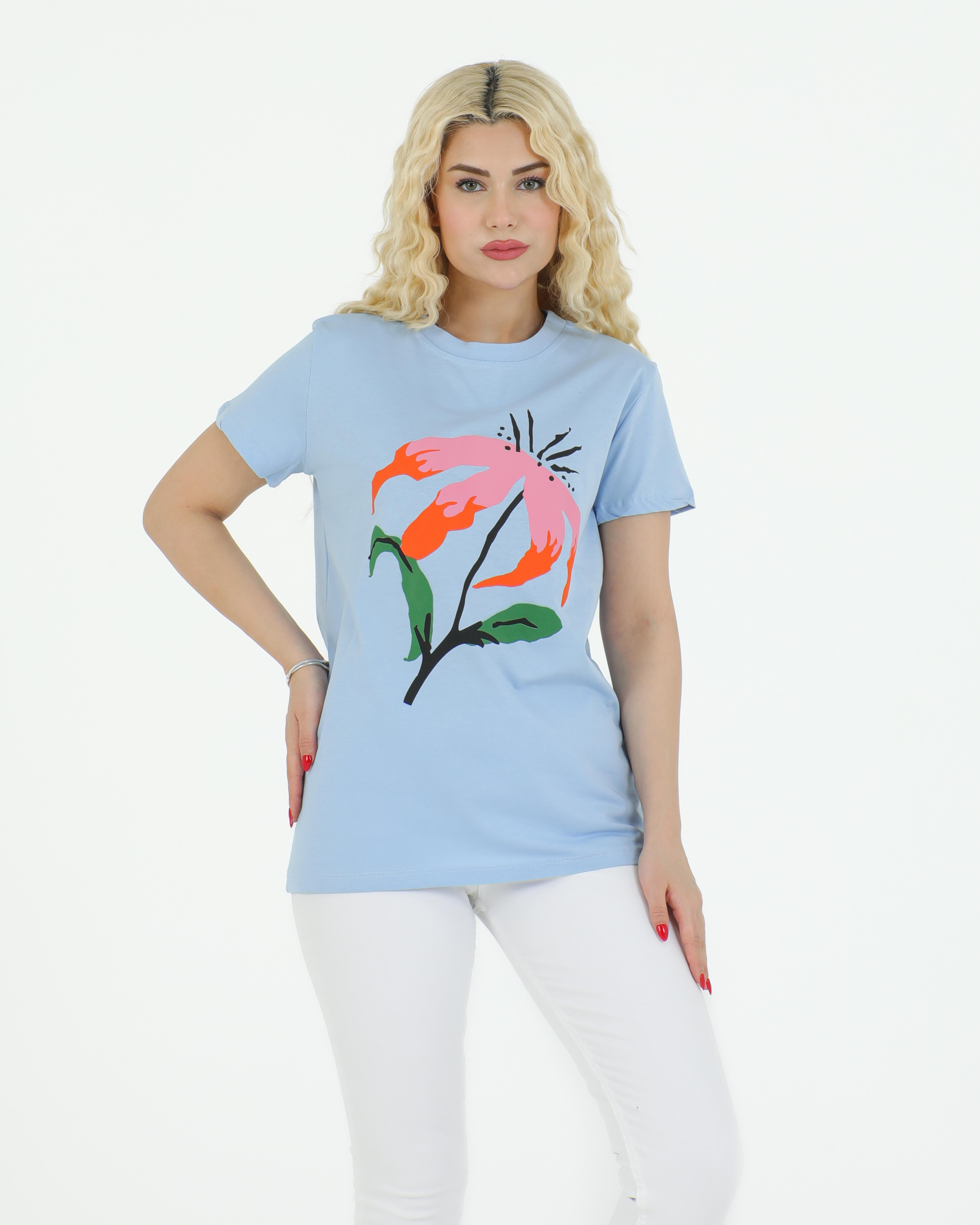 Sortie CollectionÇiçek Baskılı Tshirt Mavi