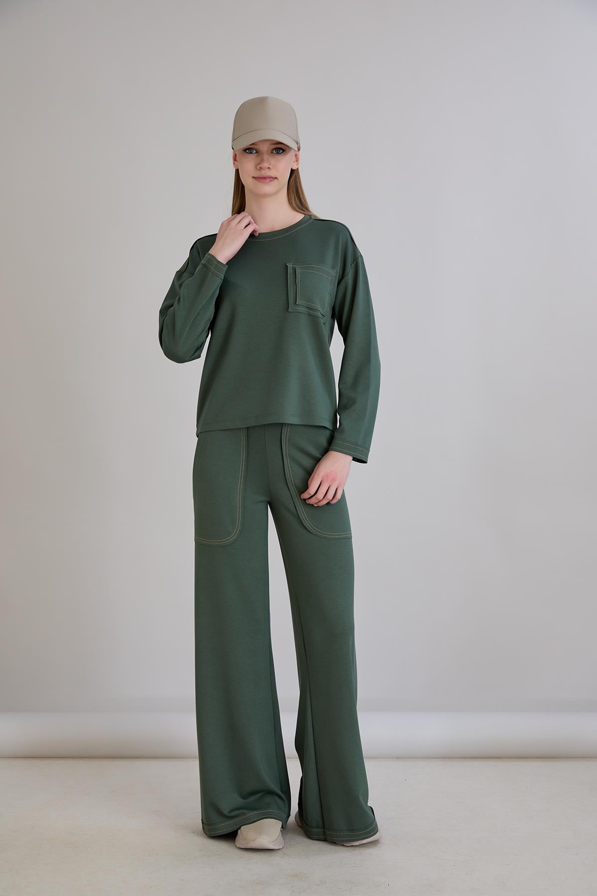  Sortie CollectionDikiş Detay Modal Sweat Takım Haki
