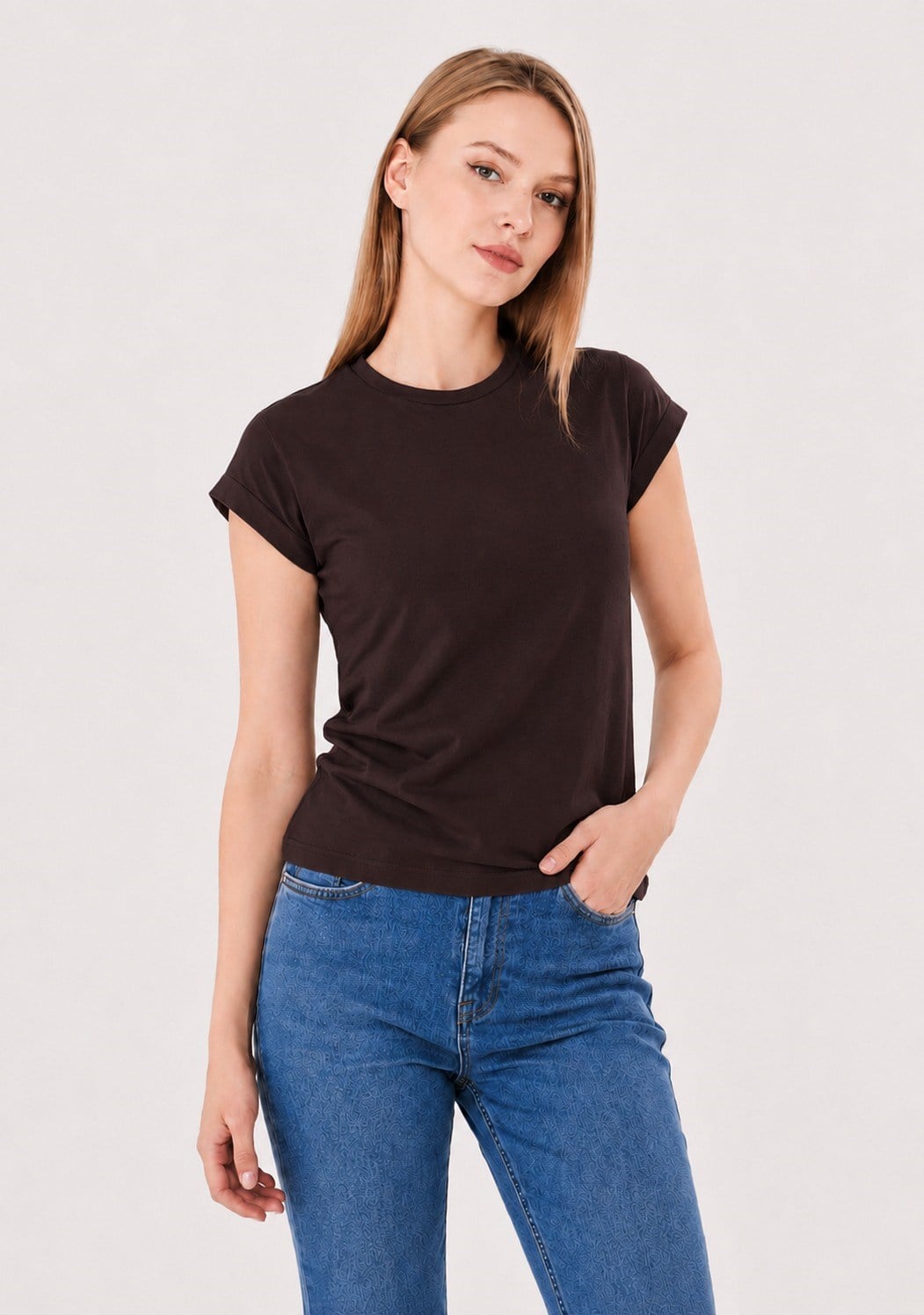  Sortie CollectionDuble Kollu Tshirt Kahverengi