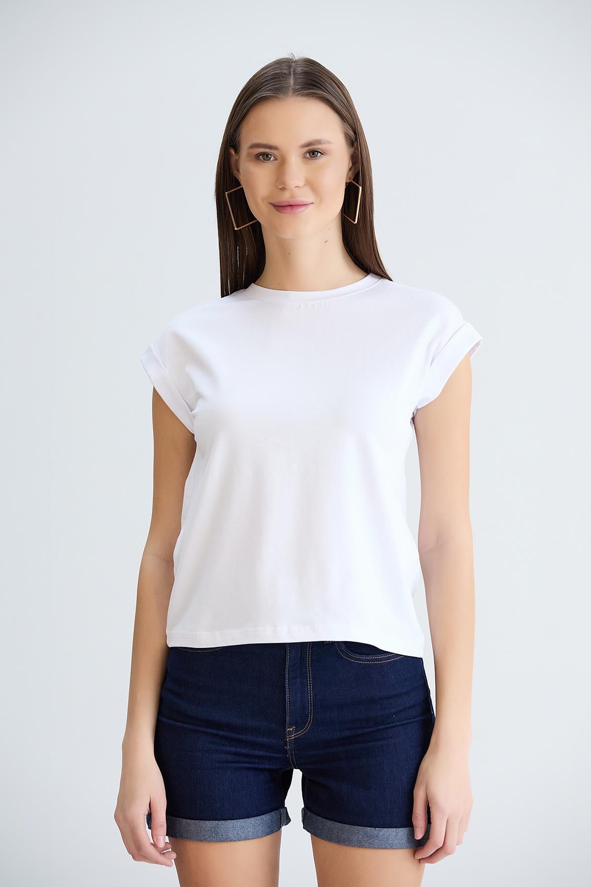 Duble Kollu Tshirt Beyaz