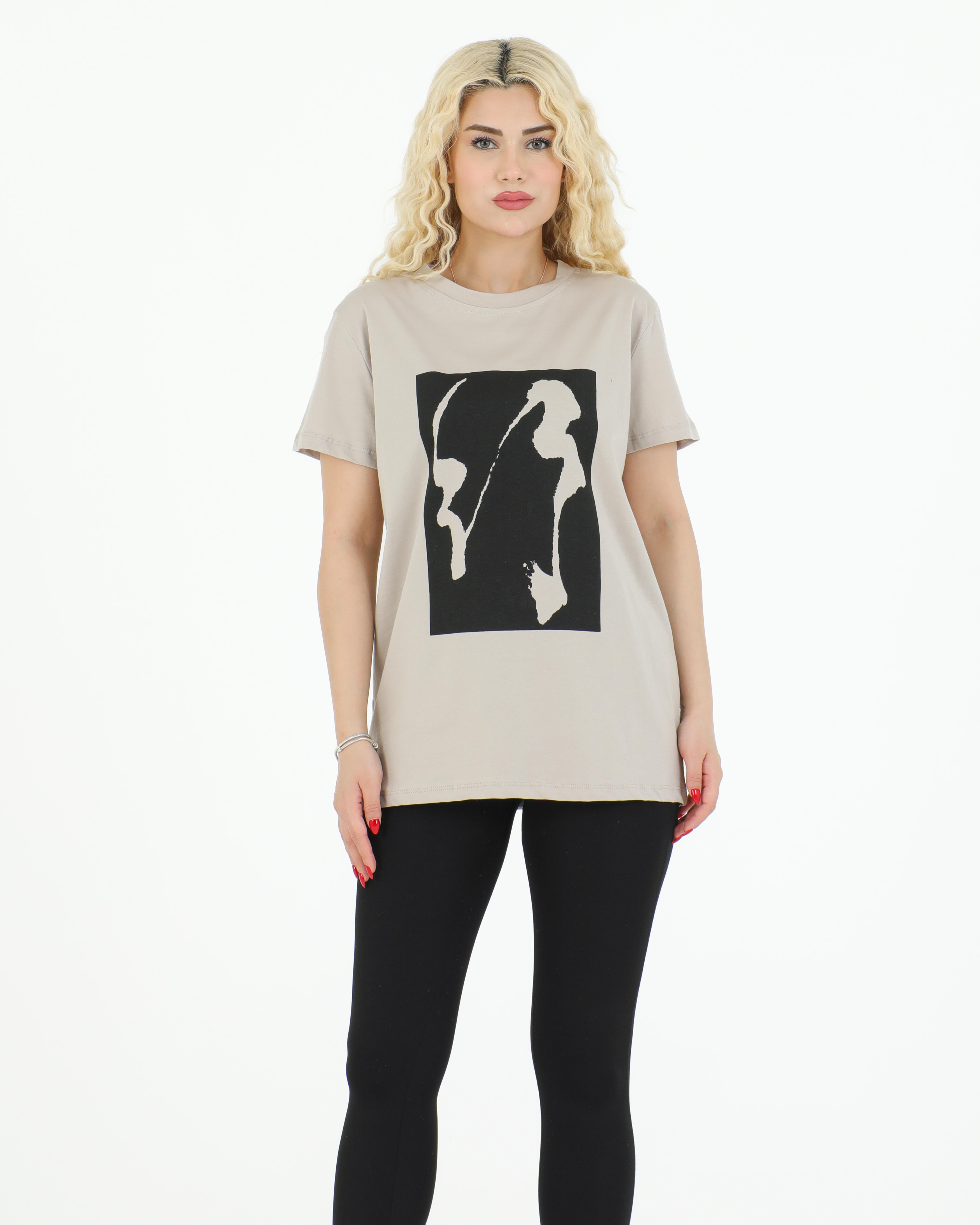Sortie CollectionGrafik Desenli Tshirt Taş