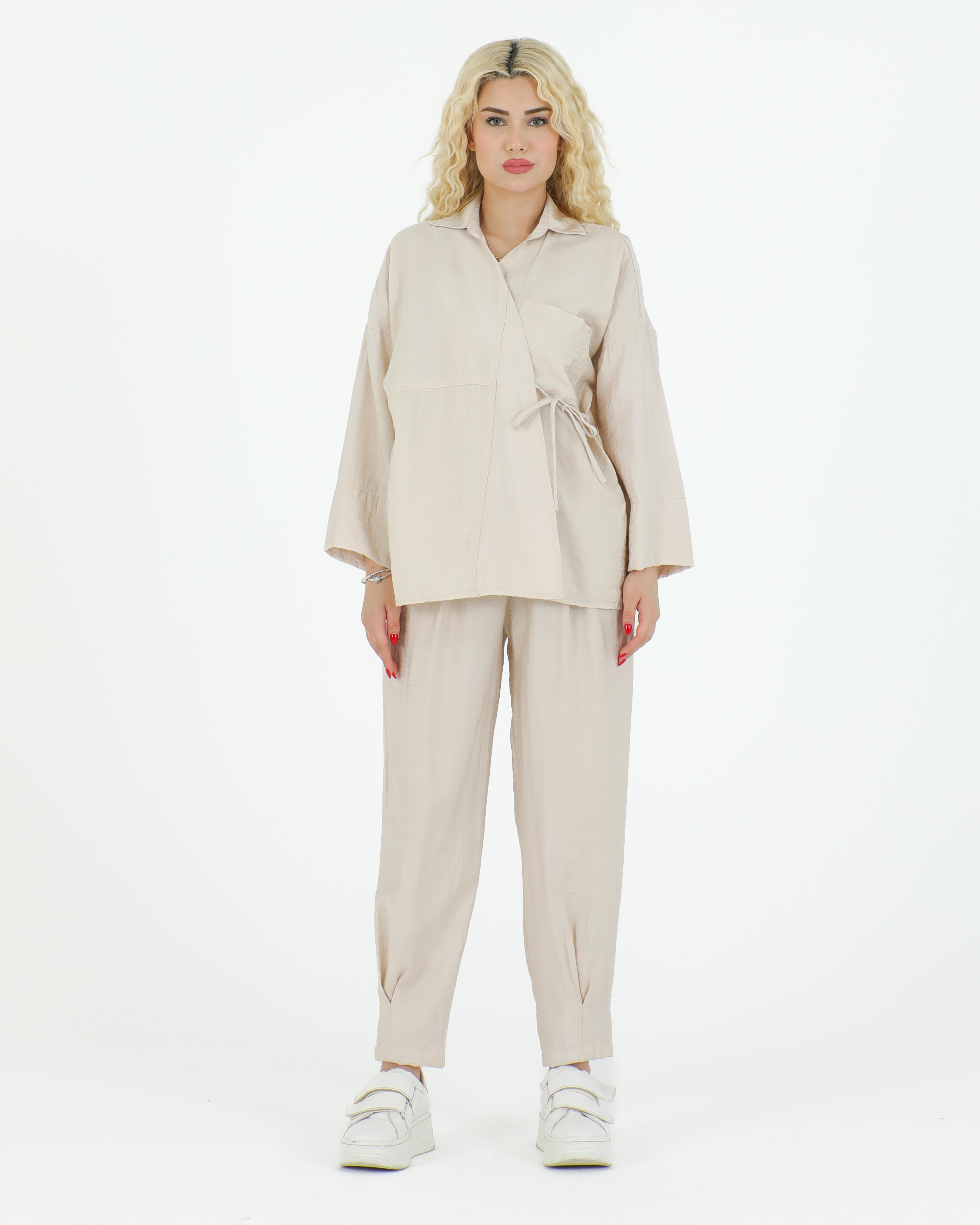 Sortie CollectionKimono Gömlekli Takım Bej