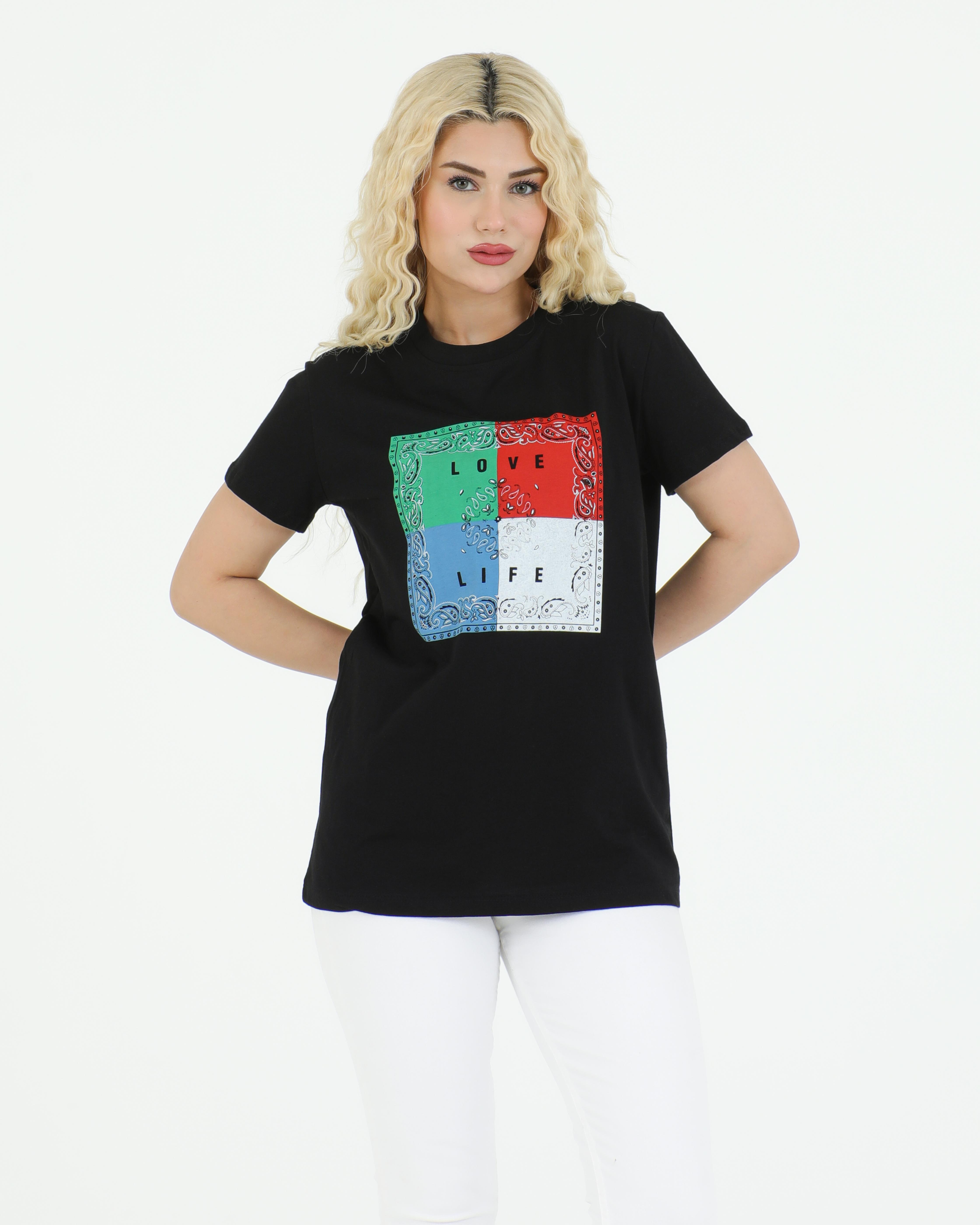 Sortie CollectionŞal Desenli Tshirt Siyah