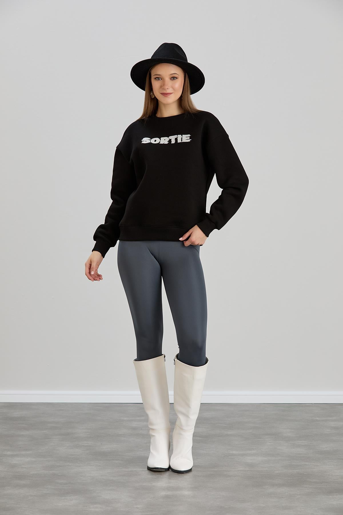 Sortie CollectionSORTİE BASKILI ÜÇ İPLİK SWEAT Siyah