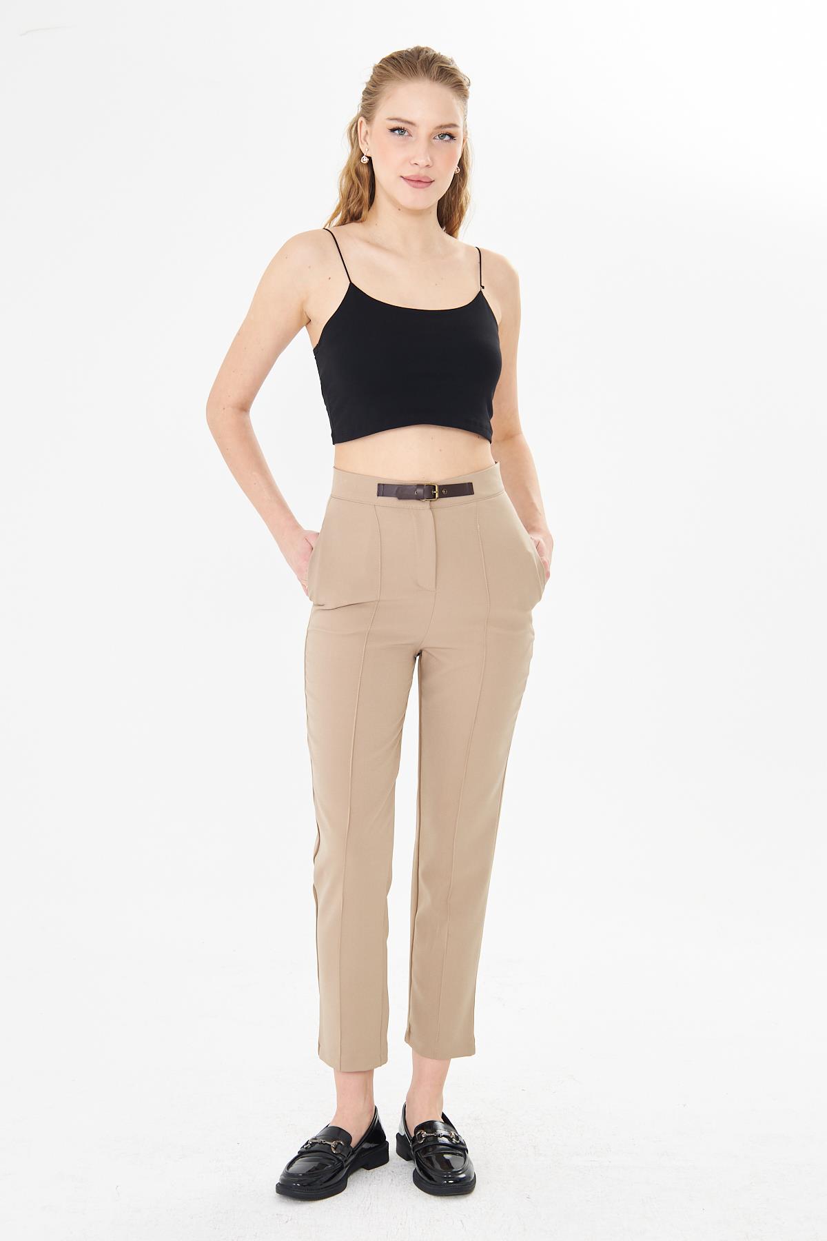 cigarette pantolon Sortie Collection Toka Detaylı Nervürlü Cigarette Pantolon