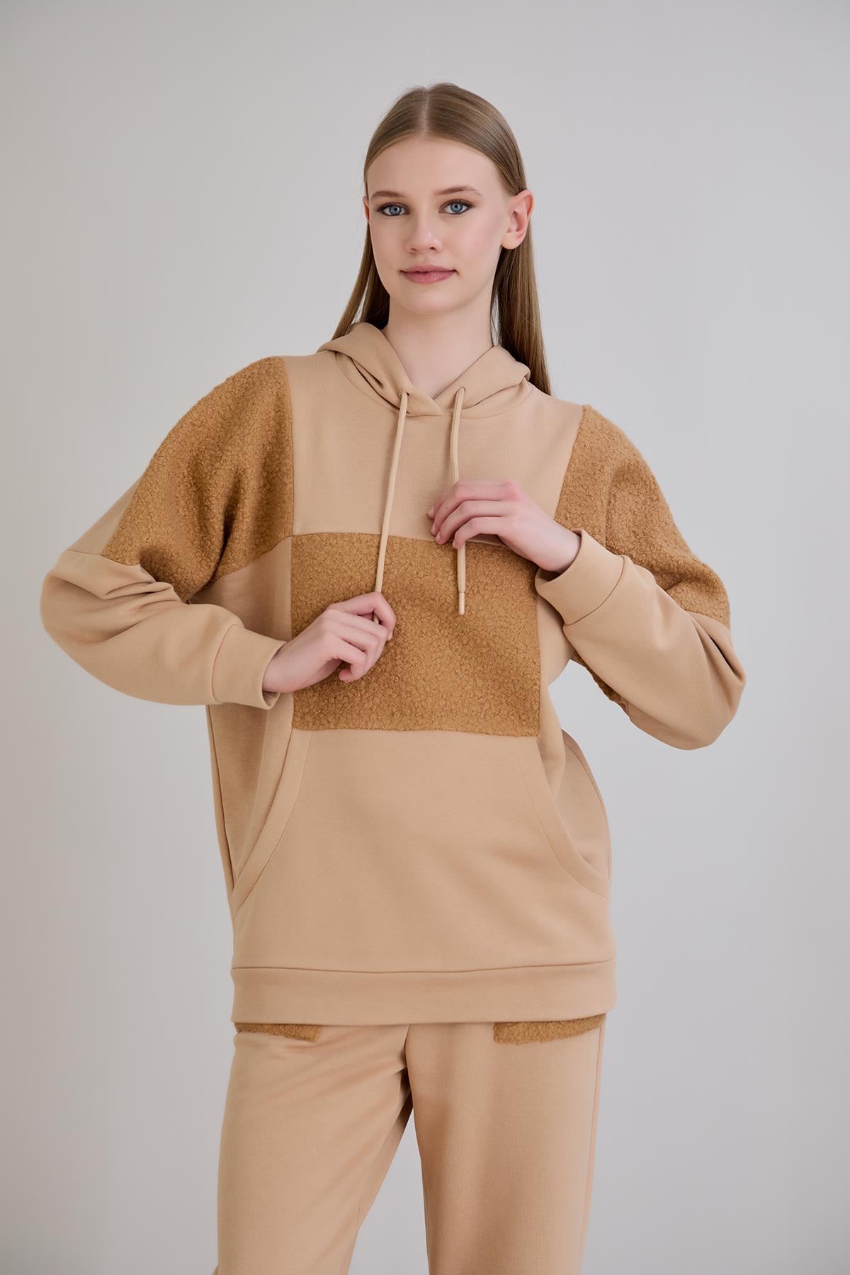 Triko Buklet Garnili Sweatshirt Vizon