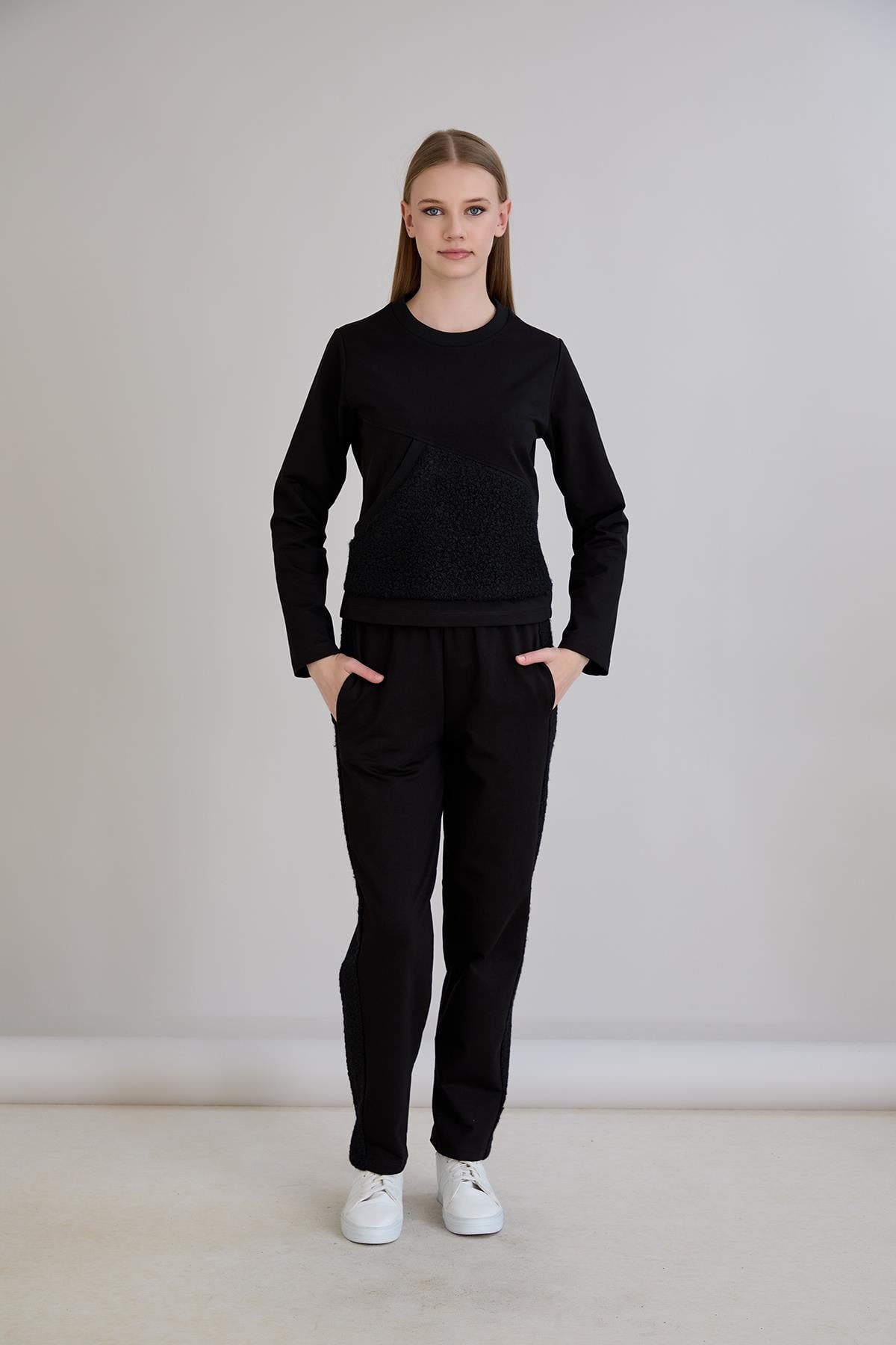  Sortie CollectionTriko Garnili Sweatshirt Siyah