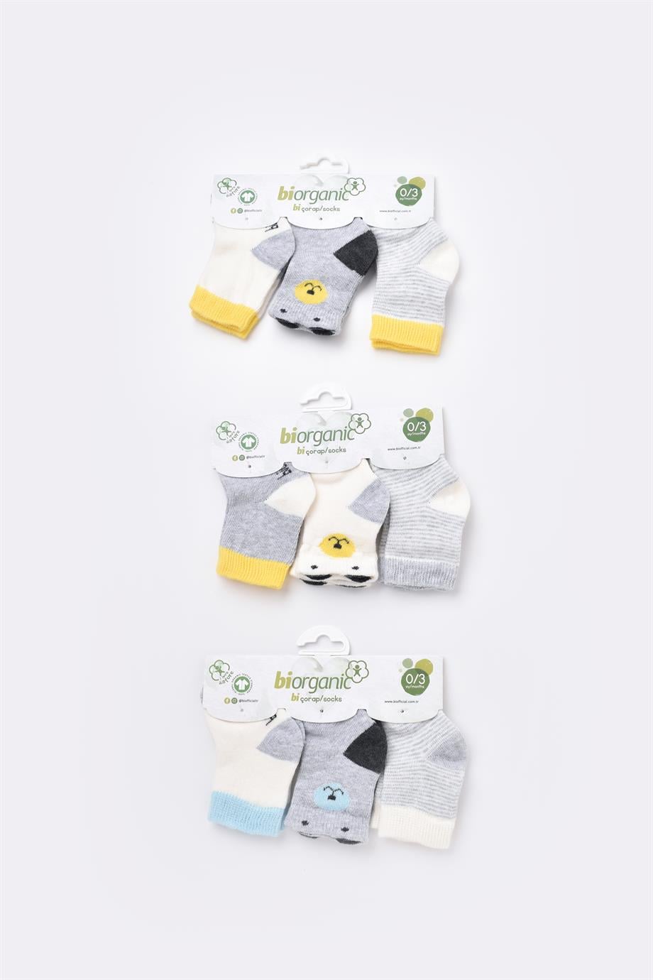 BI ORGANIK CUTE BEAR 3LU ÇORAP 0-3 SET