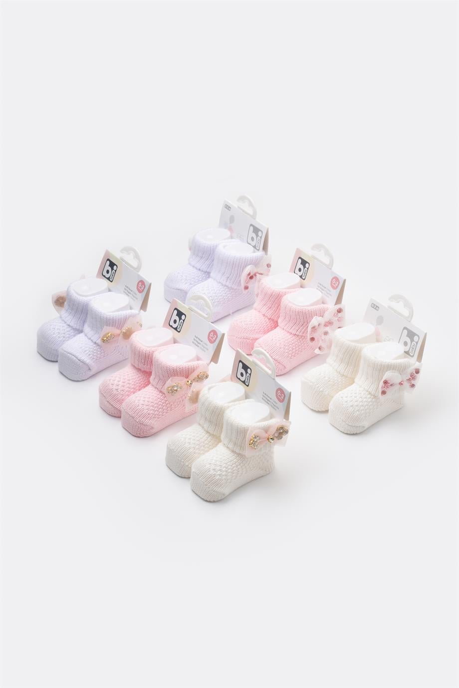 BİBABY FİYONKLU BEBE ÇORABI 0/3 AY SET